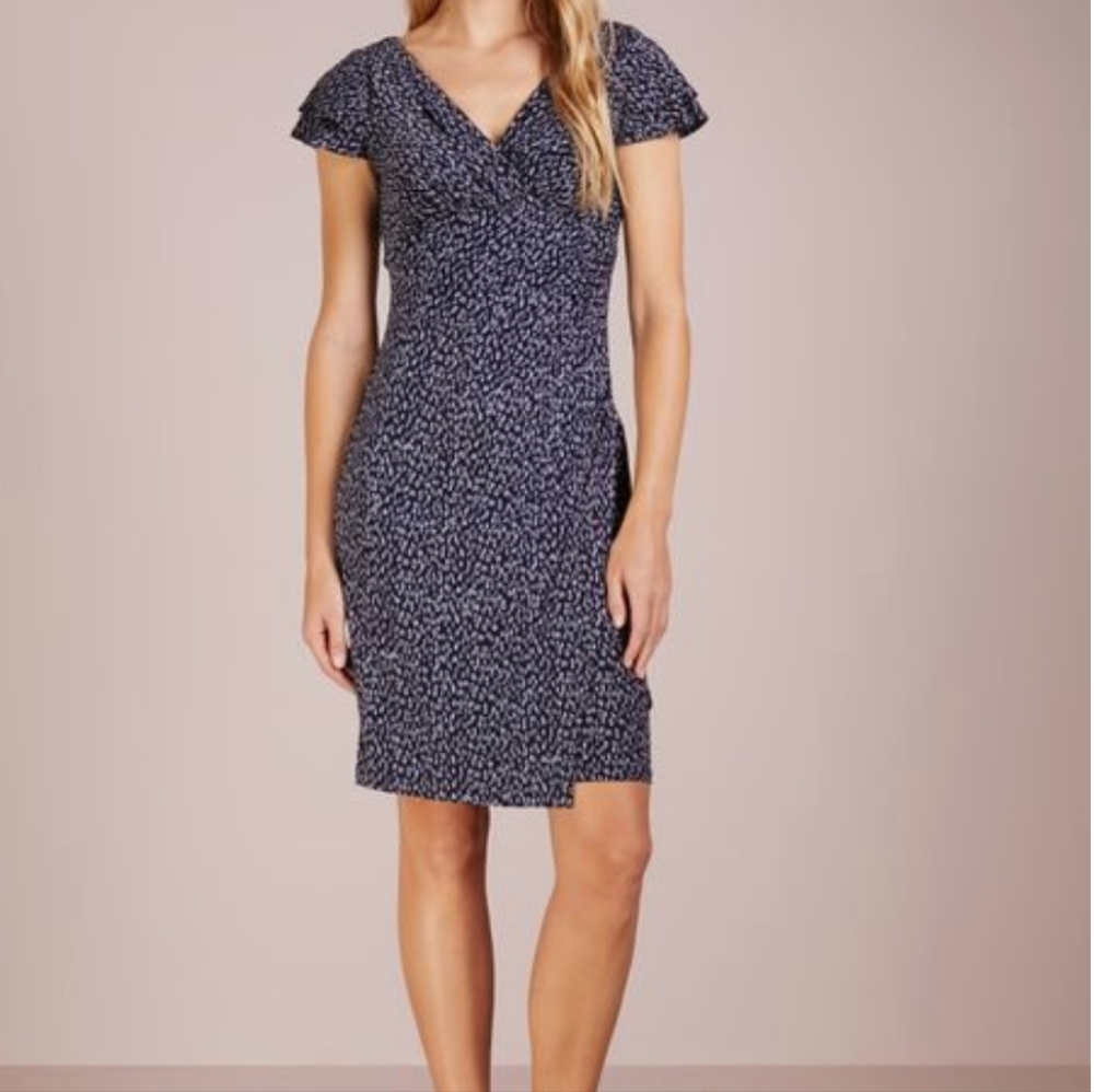 Lauren Ralph Lauren Brisa Falling Water‎ Print Knee Length Dress Size 14